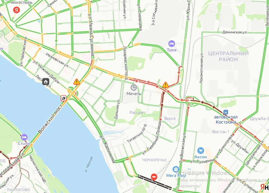 Пробки в костроме сейчас онлайн карта смотреть бесплатно без регистрации