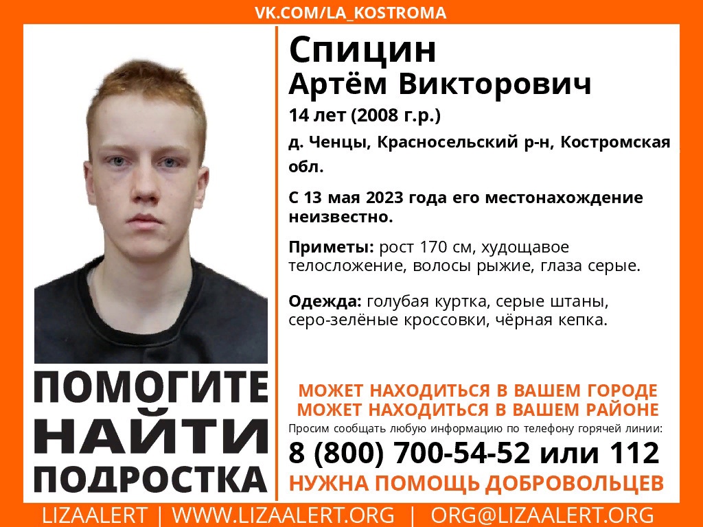 В Костромской области пропал подросток