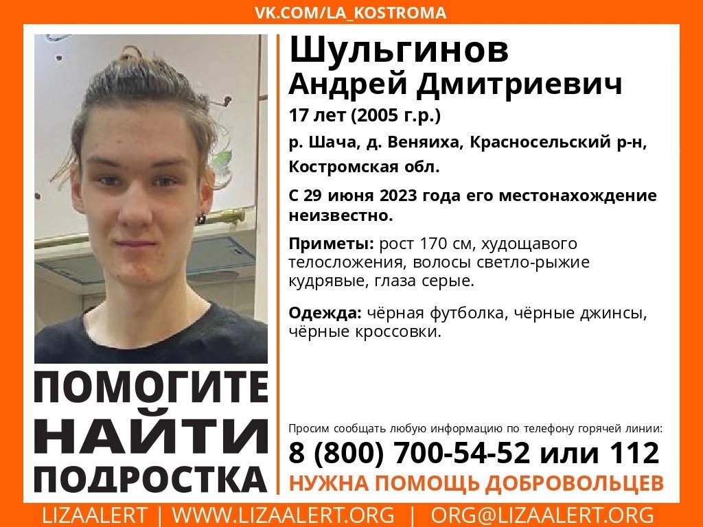 В Костромской области разыскивают 17-летнего юношу