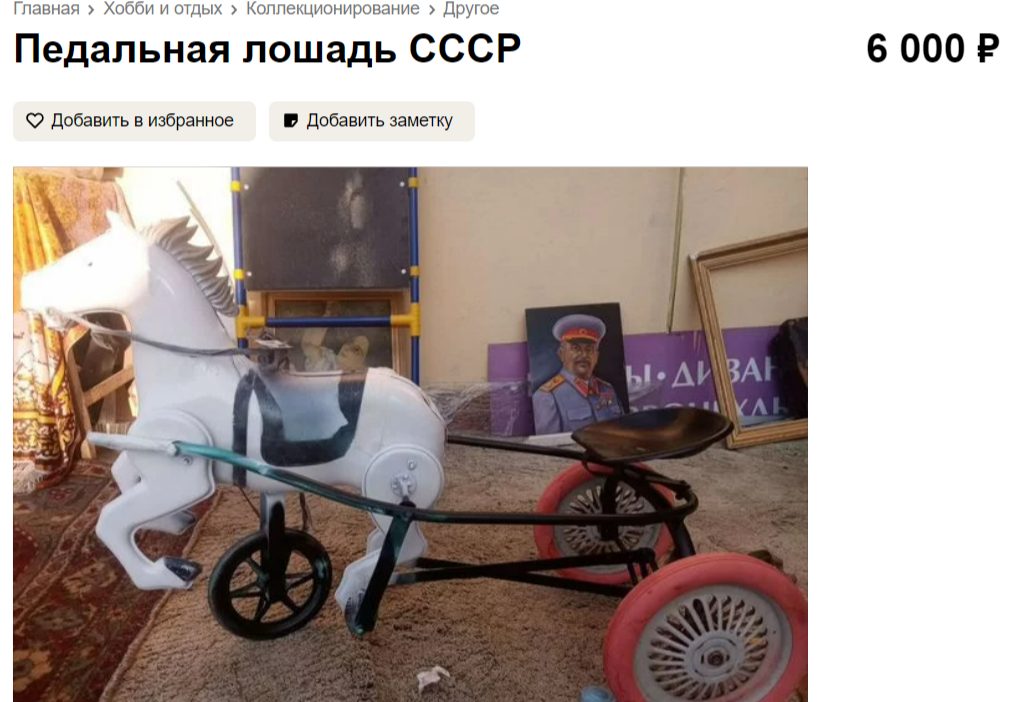 Конь педальный готов увезти костромичей в СССР