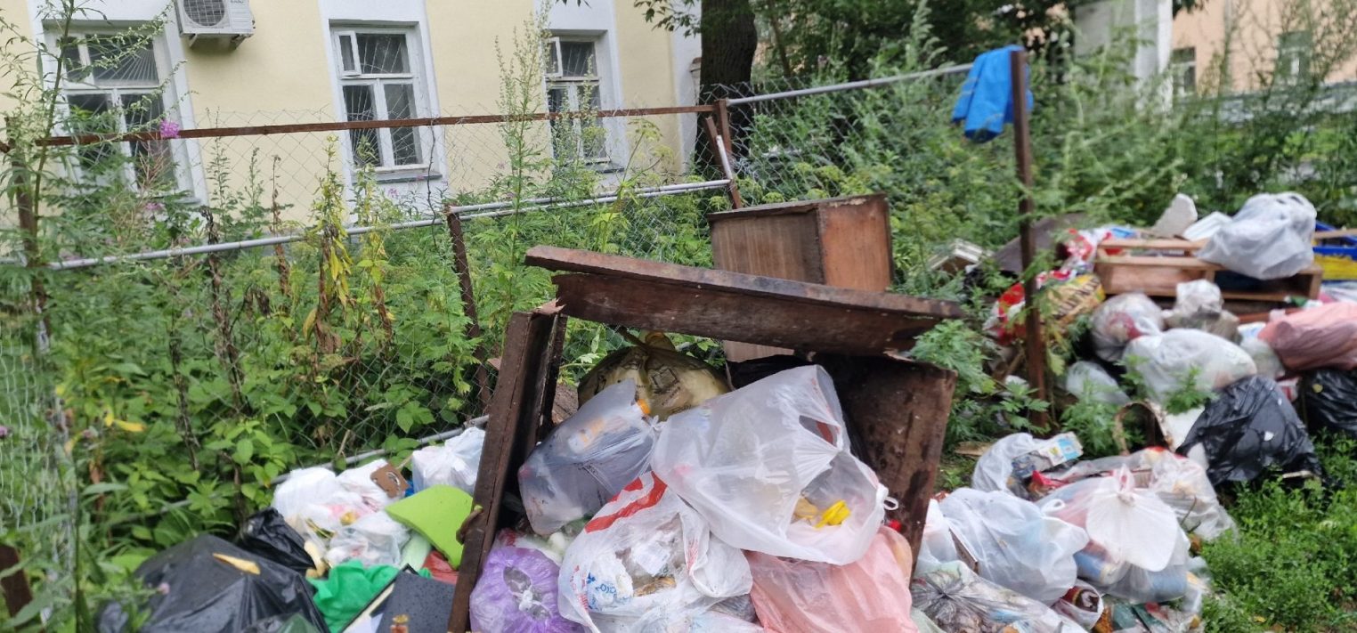 Во дворе дома в шаге от центра Костромы растет гора мусора