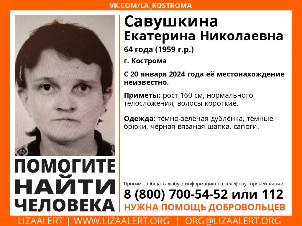 Больше месяца в Костроме ищут бабушку в зеленой дубленке