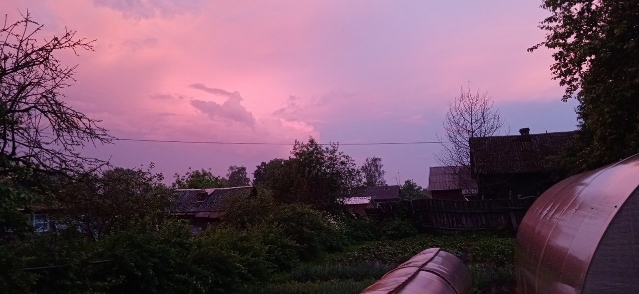 Розовым в золоте закатом любовались жители Буя. Много фото