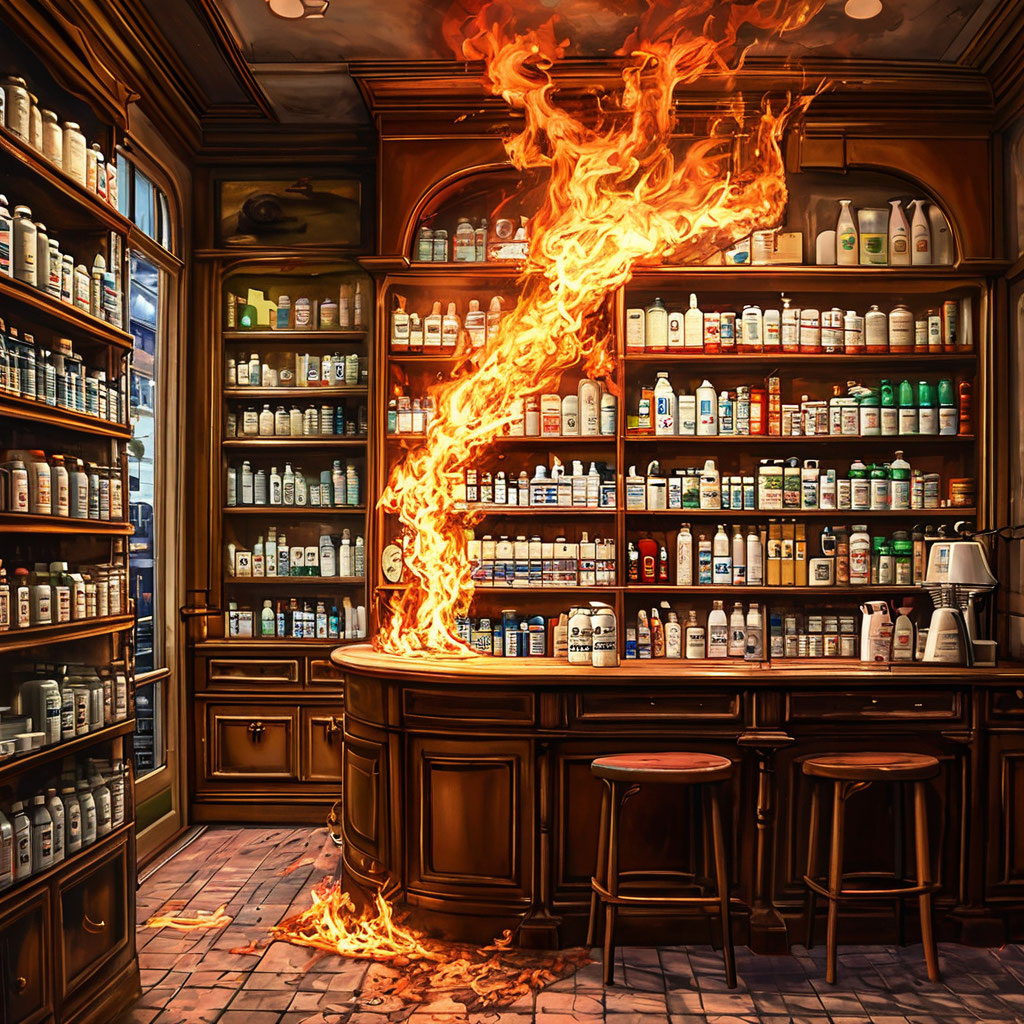 Аптека запылала ярким пламенем в Костроме