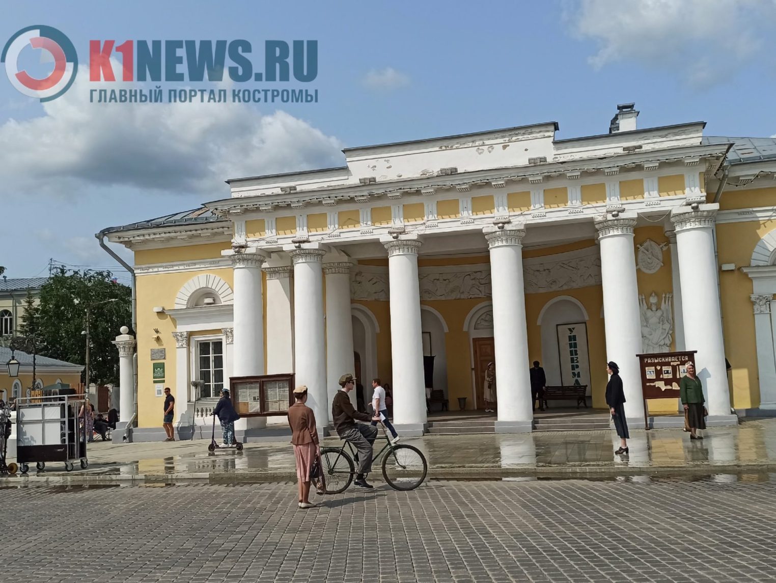 На Сусанинской площади Костромы снимают историческое кино. Видео