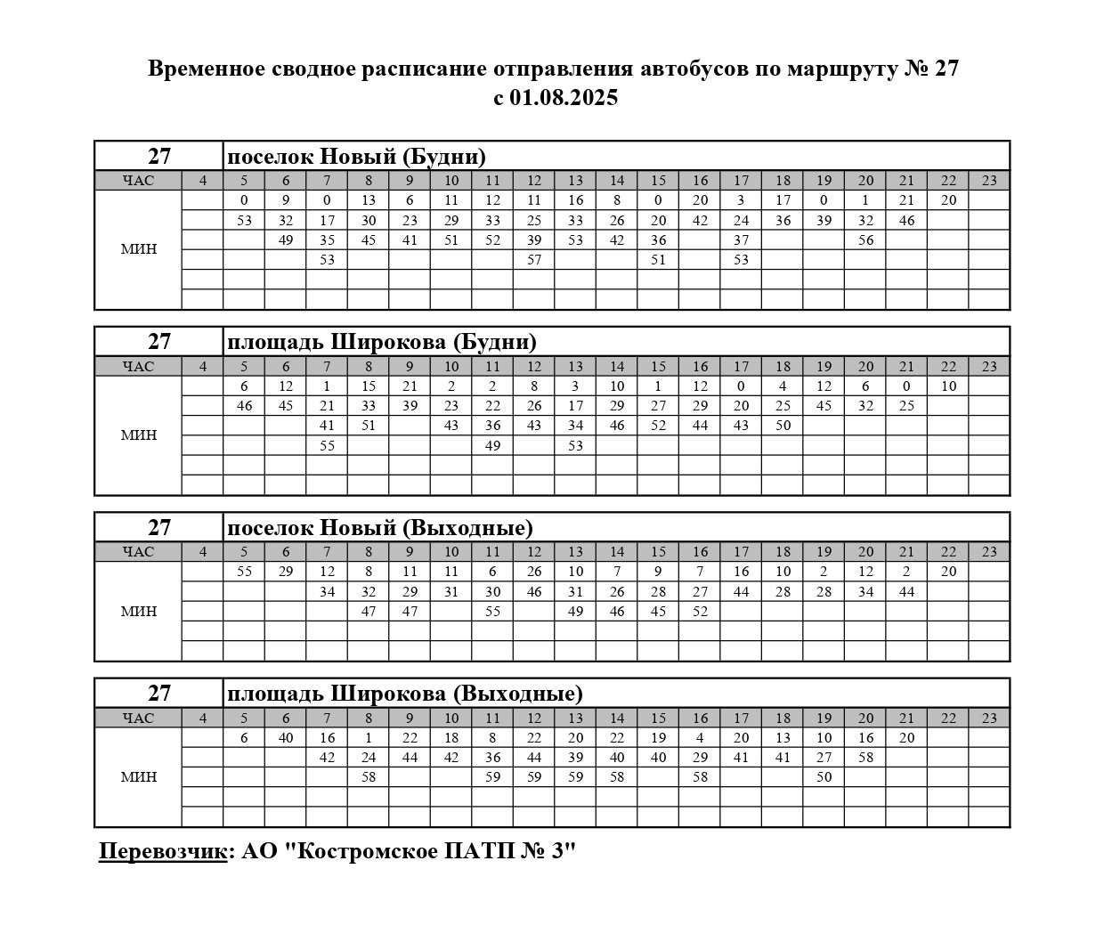 Три автобуса в Костроме перешли на облегченное расписание