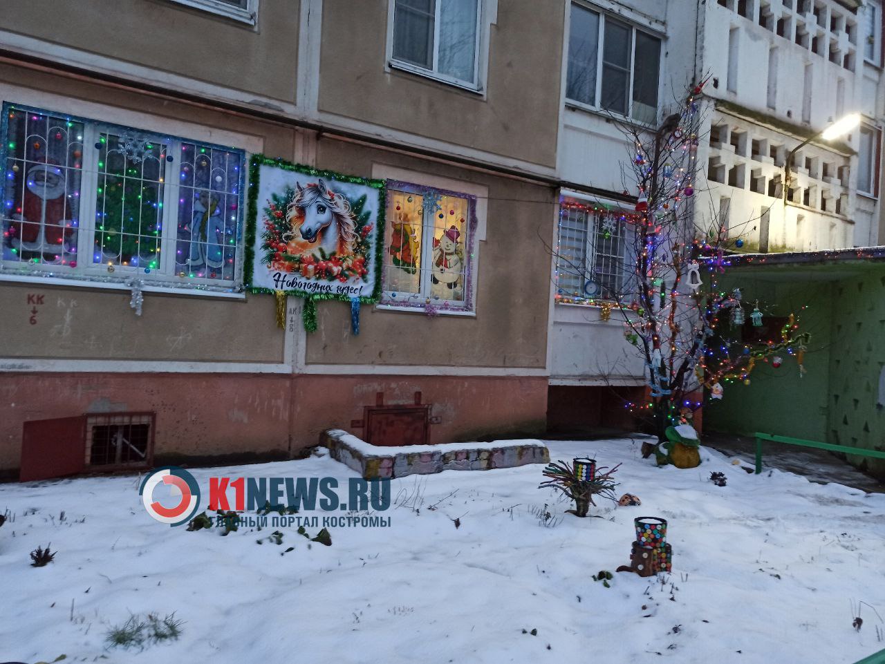 Новогодние лошади ловко прячутся на улицах Костромы