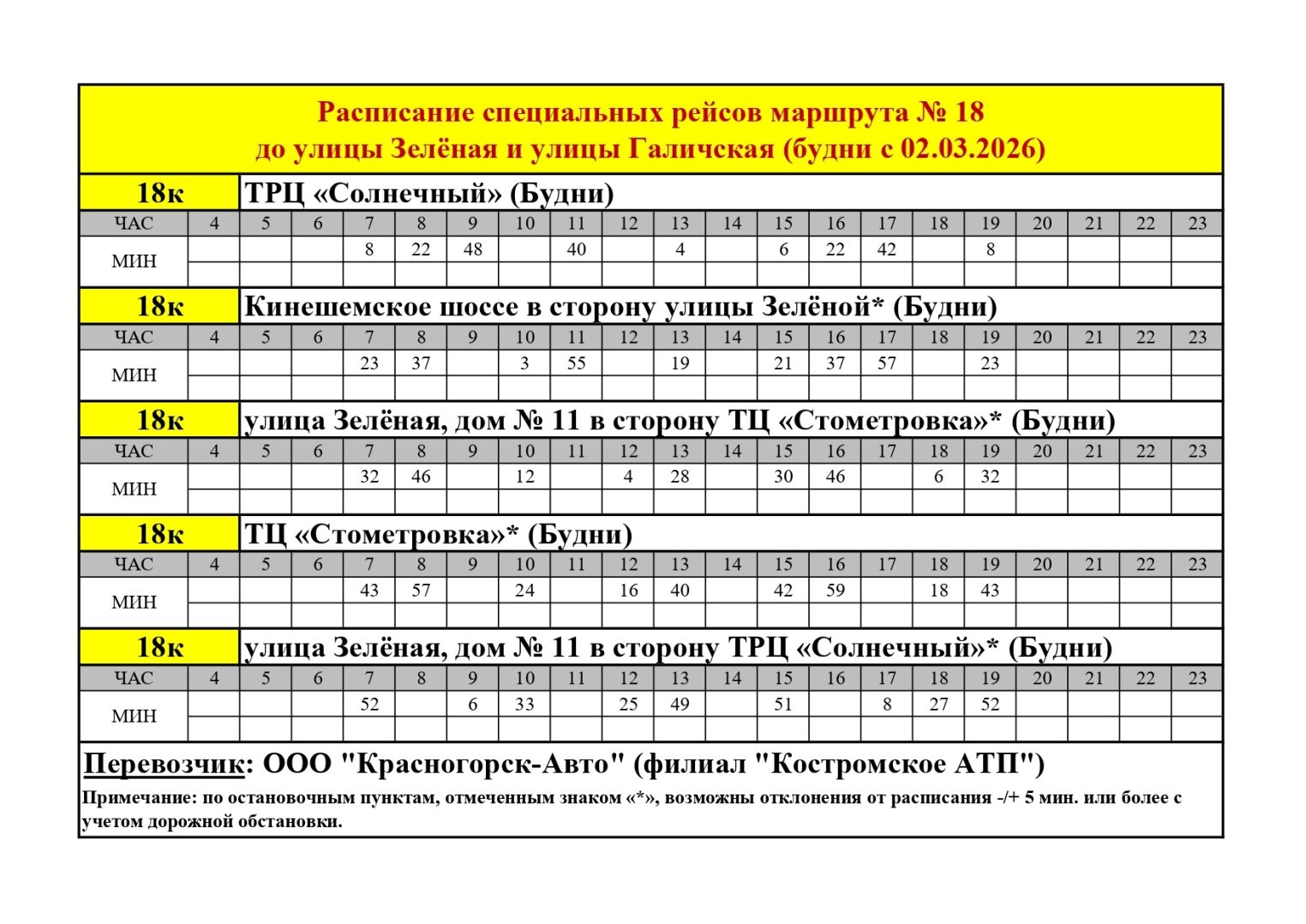 С начала весны один из костромских автобусов изменит маршрут
