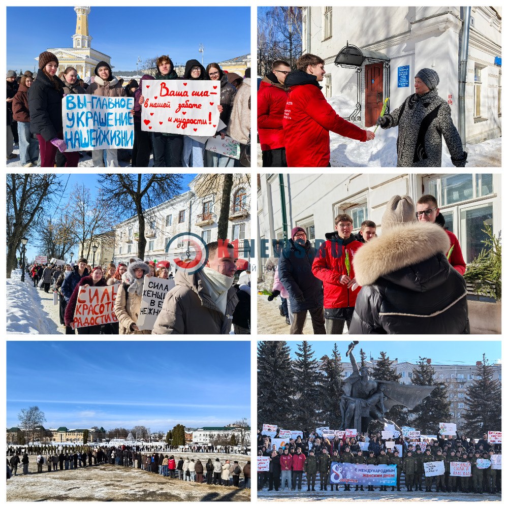 Тюльпаны, музыка и дрон: в Костроме прошла необычная акция к 8 Марта