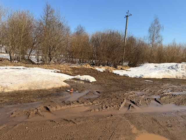 В костромском парке дети вместо развлечений вытаскивают автомобили из грязи
