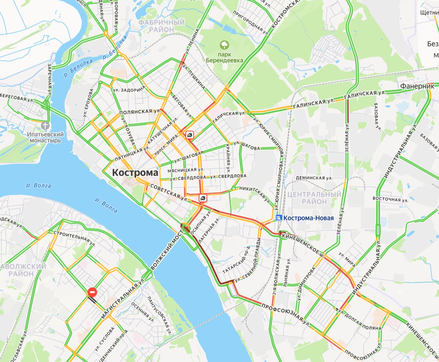 Кострома встала в гигантскую пробку