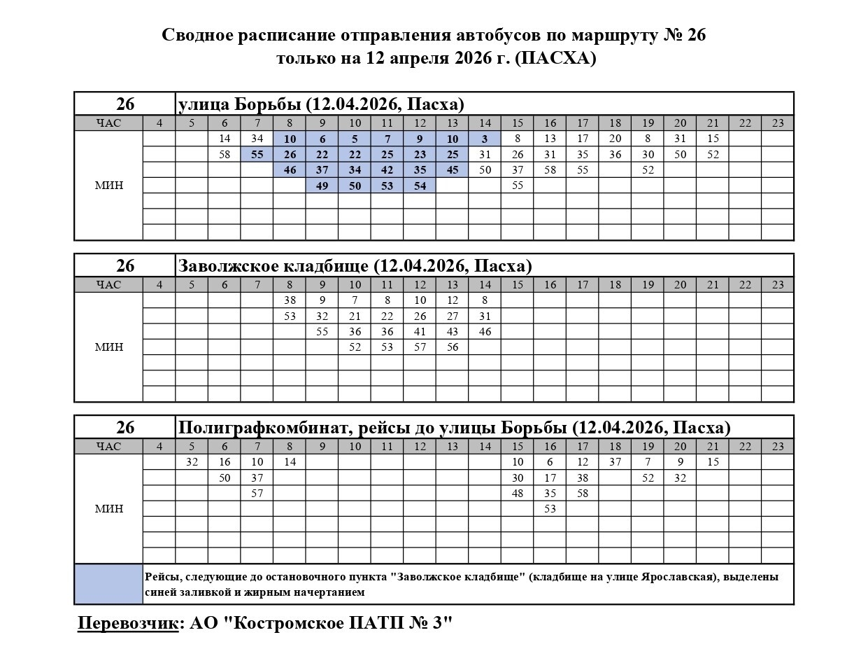 Стало известно, какие автобусы довезут костромичей до кладбища в Пасху