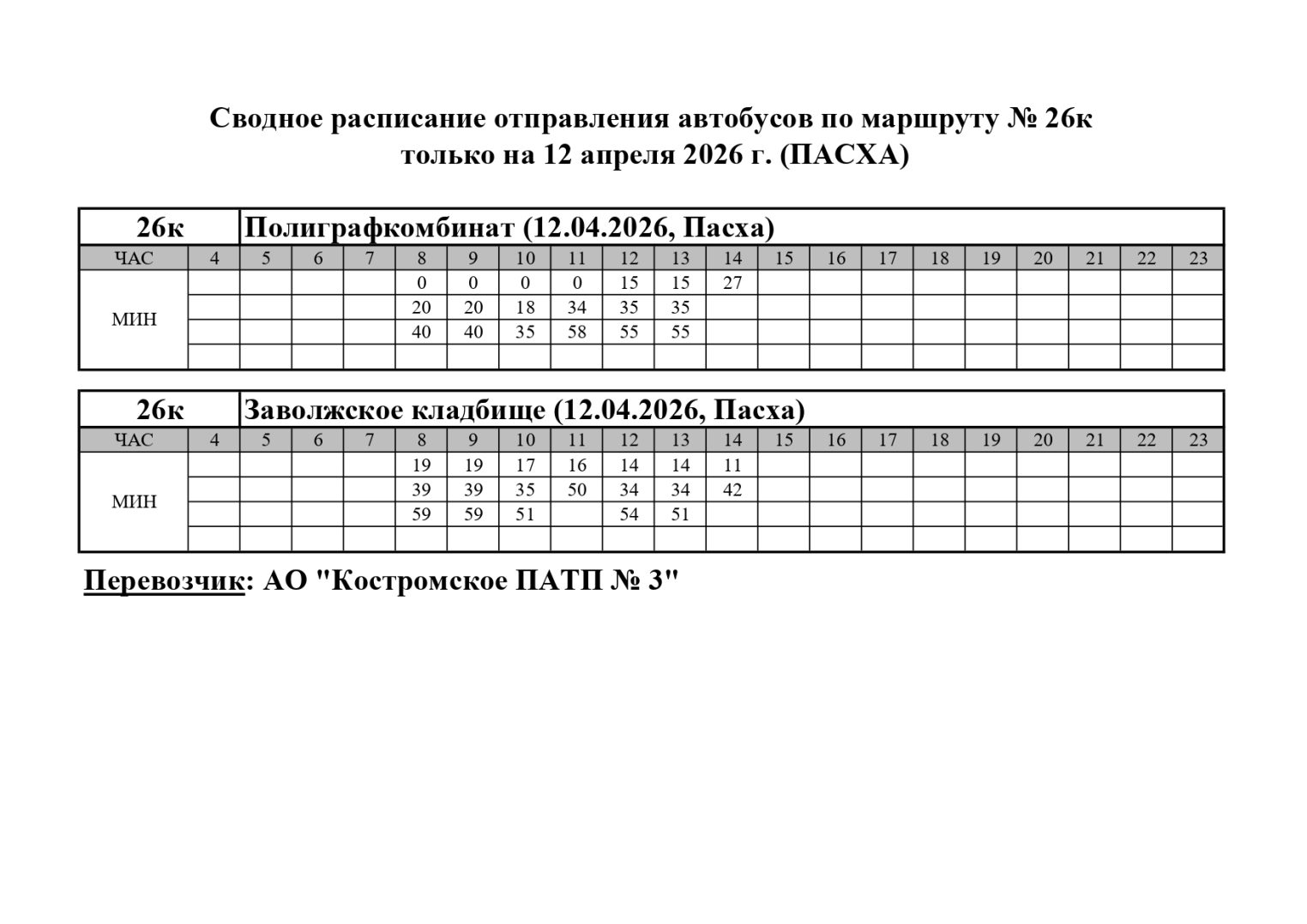 Стало известно, какие автобусы довезут костромичей до кладбища в Пасху