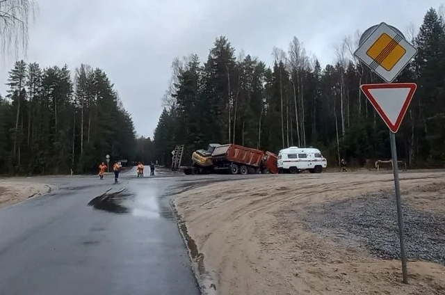 Два грузовика не смогли разъехаться на трассе в Костромской области