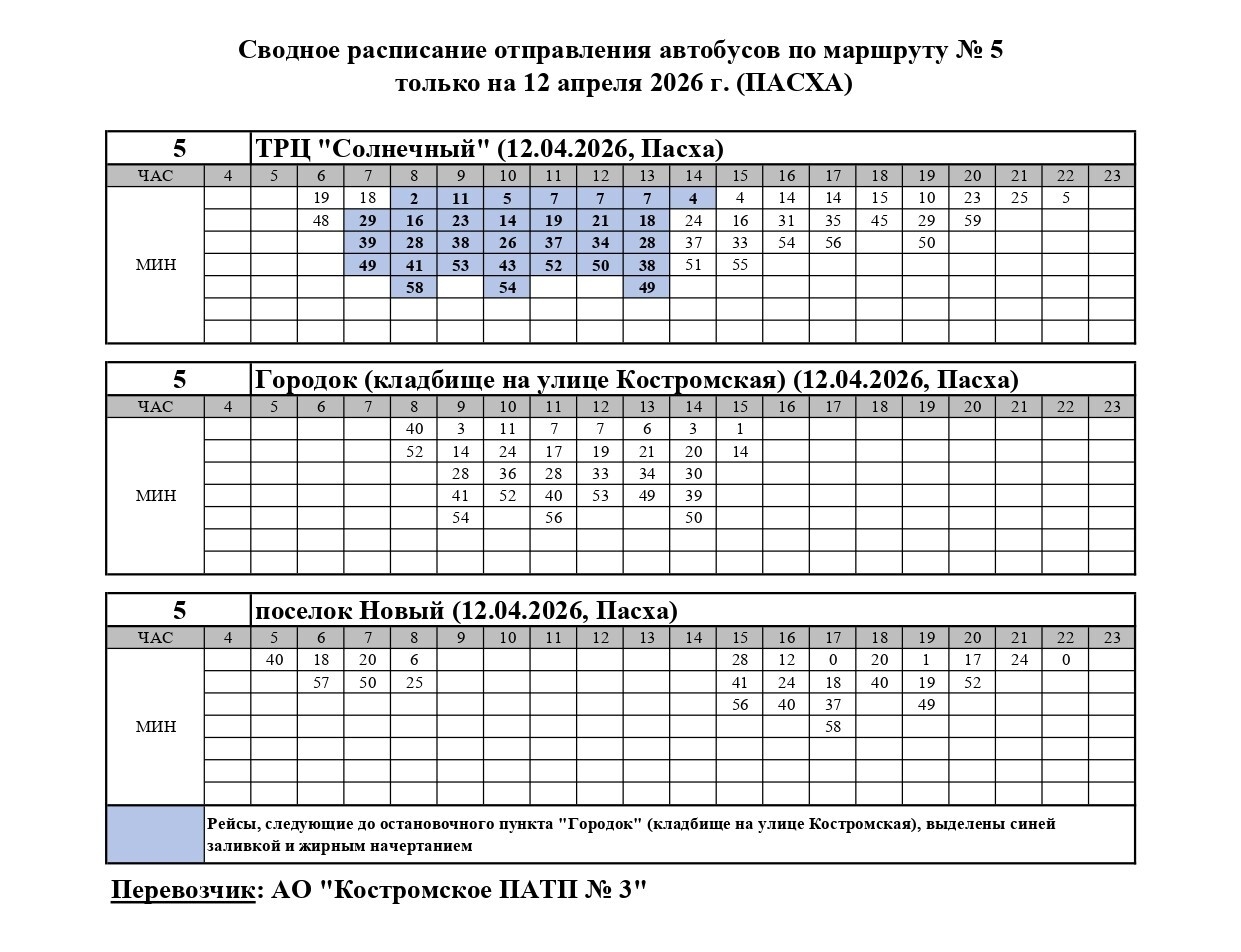 Стало известно, какие автобусы довезут костромичей до кладбища в Пасху