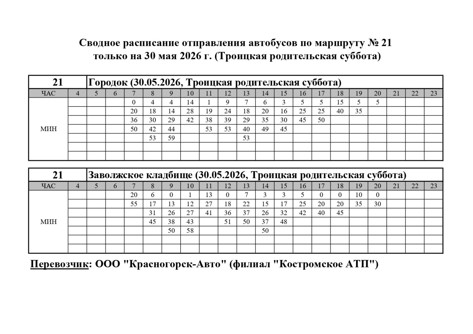 В Родительскую субботу костромичам добавят рейсы до кладбищ
