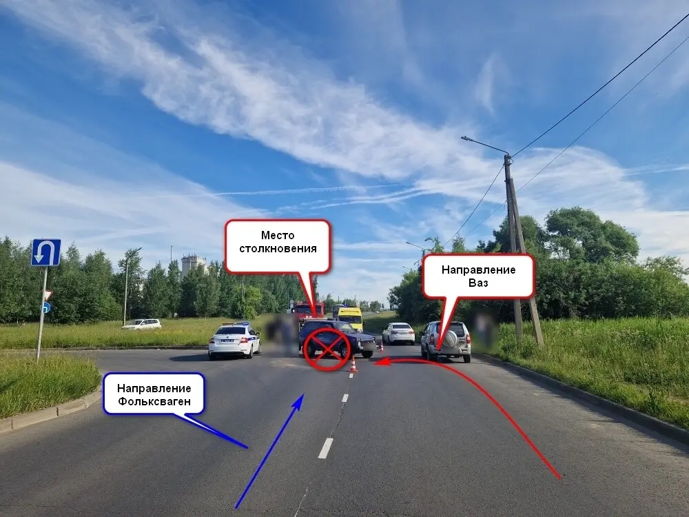 В Костроме «Нива» опрокинула иномарку