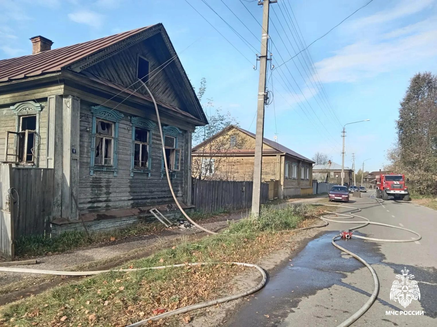 При пожаре в костромском райцентре пострадал мужчина